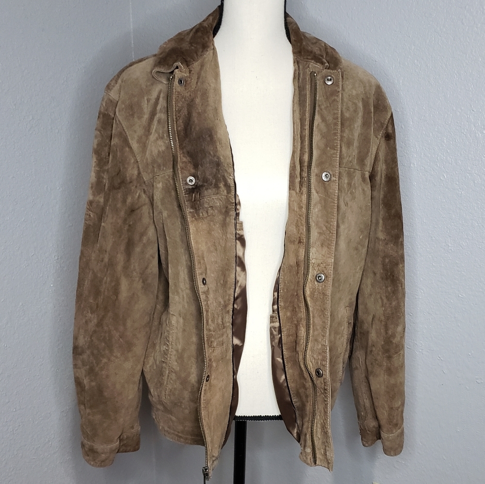 Roundtree and Yorke Brown Faux Suede Coat